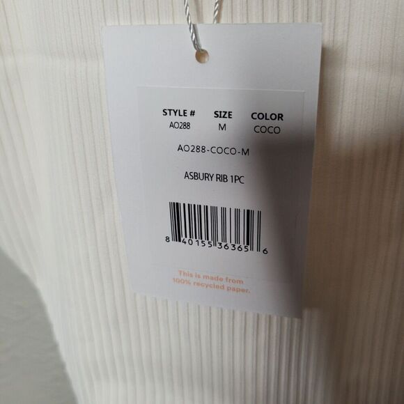 Andie Swim The Asbury Ribbed One Piece Swimsuit in Coconut Cream Size Med NWT - Picture 7 of 9